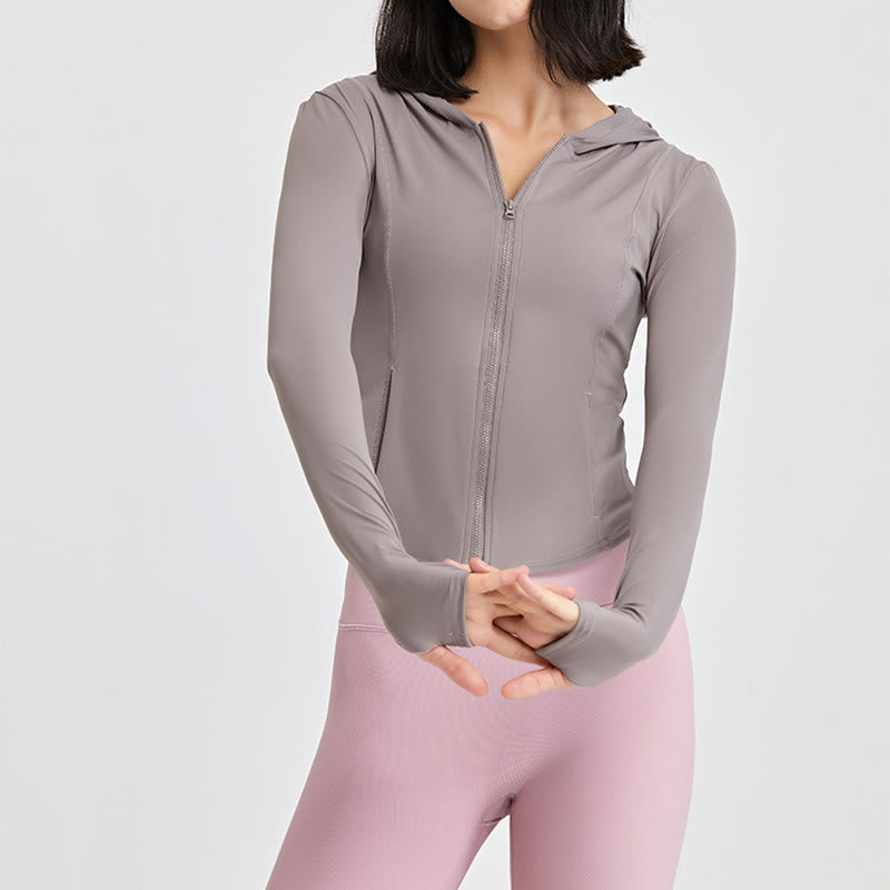 Olivenorma Maglie da allenamento a maniche lunghe, top da yoga con cerniera, felpe con cappuccio e giacca - image 18