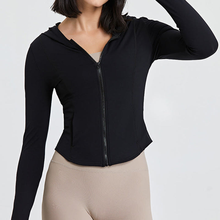 Olivenorma Maglie da allenamento a maniche lunghe, top da yoga con cerniera, felpe con cappuccio e giacca - image 6