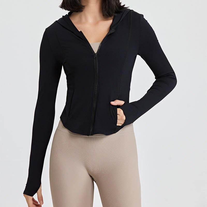 Olivenorma Maglie da allenamento a maniche lunghe, top da yoga con cerniera, felpe con cappuccio e giacca - image 5