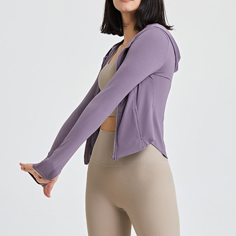 Olivenorma Maglie da allenamento a maniche lunghe, top da yoga con cerniera, felpe con cappuccio e giacca - image 11