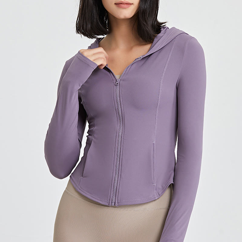 Olivenorma Maglie da allenamento a maniche lunghe, top da yoga con cerniera, felpe con cappuccio e giacca - image 9