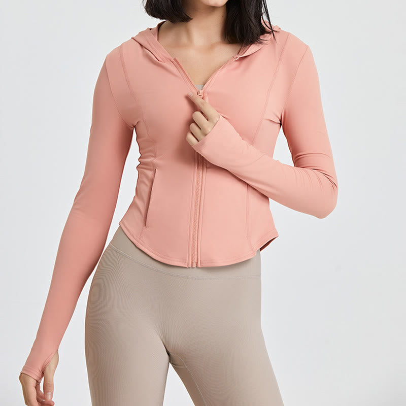 Olivenorma Maglie da allenamento a maniche lunghe, top da yoga con cerniera, felpe con cappuccio e giacca - image 14