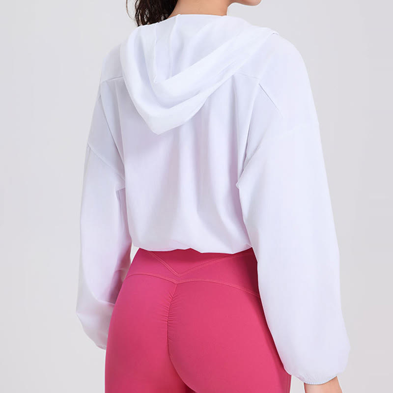 Olivenorma - Felpa con cappuccio sportiva con cerniera e protezione solare da donna, ideale per yoga e allenamento - image 5