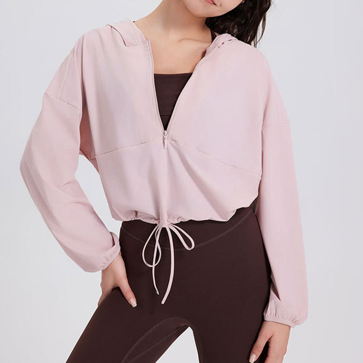 Olivenorma - Felpa con cappuccio sportiva con cerniera e protezione solare da donna, ideale per yoga e allenamento - image 13