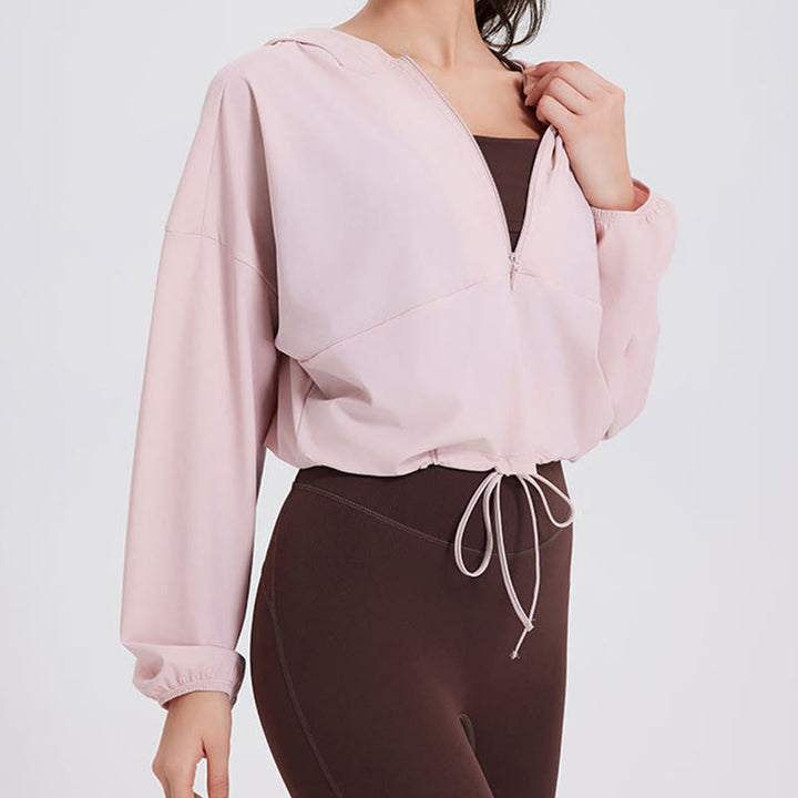 Olivenorma - Felpa con cappuccio sportiva con cerniera e protezione solare da donna, ideale per yoga e allenamento - image 12