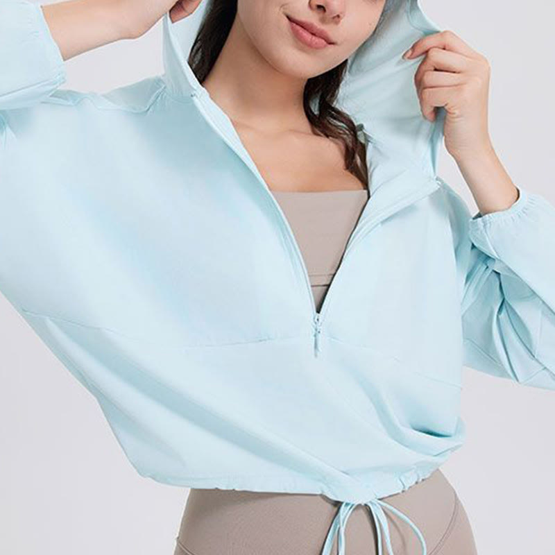 Olivenorma - Felpa con cappuccio sportiva con cerniera e protezione solare da donna, ideale per yoga e allenamento - image 10