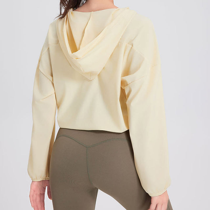 Olivenorma - Felpa con cappuccio sportiva con cerniera e protezione solare da donna, ideale per yoga e allenamento - image 2