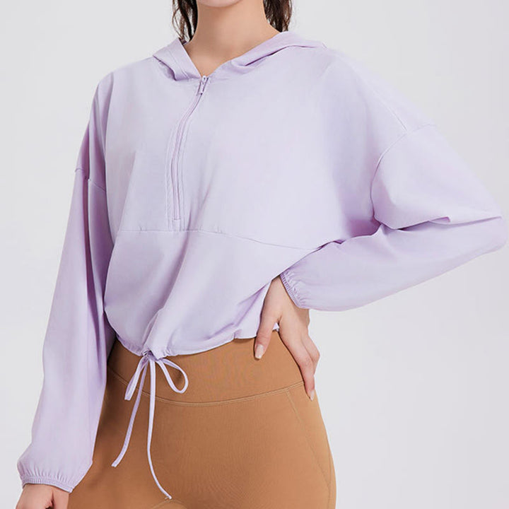 Olivenorma - Felpa con cappuccio sportiva con cerniera e protezione solare da donna, ideale per yoga e allenamento - image 16