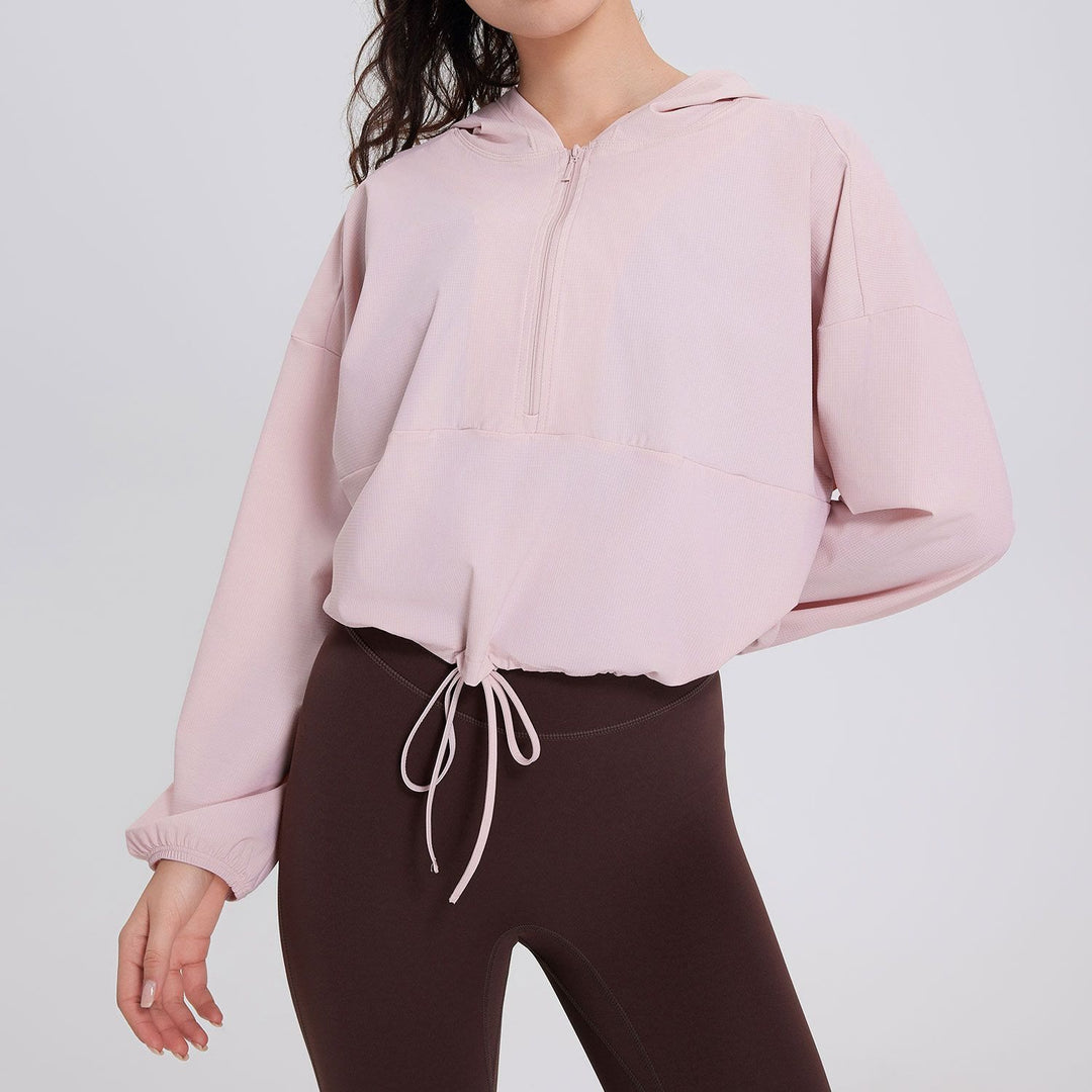 Olivenorma - Felpa con cappuccio sportiva con cerniera e protezione solare da donna, ideale per yoga e allenamento - Rosa - XL - image 11