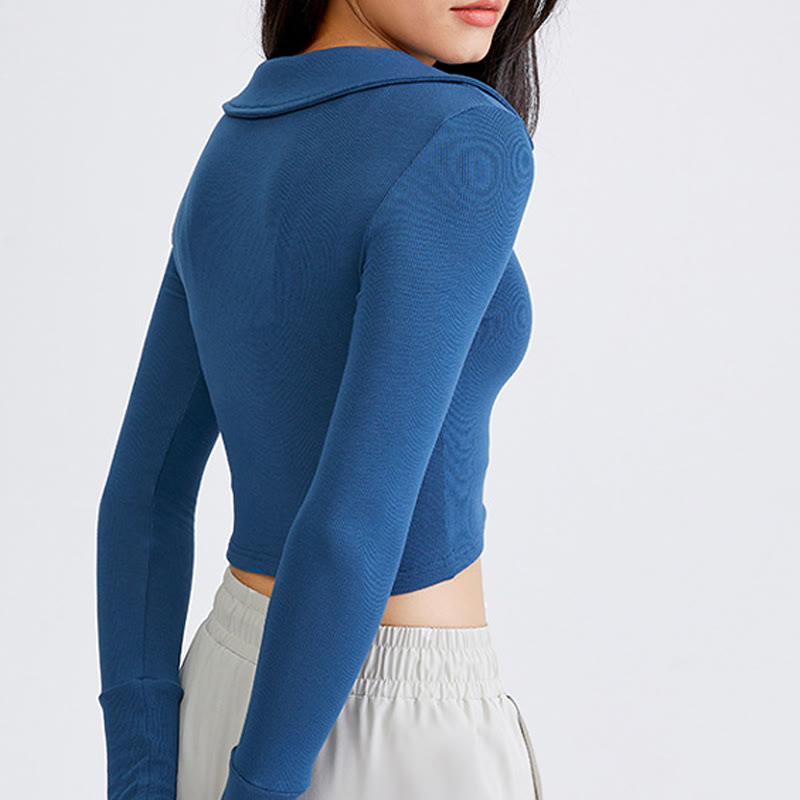 Olivenorma Giacca da yoga leggera con cerniera e cappuccio sportivo corto da donna - image 5