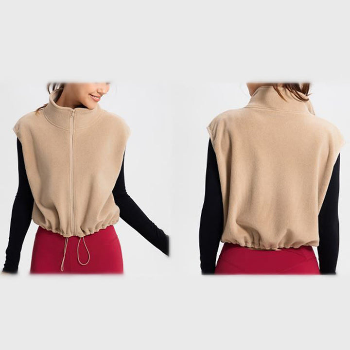 Olivenorma Giacca sportiva con cappuccio e zip intera senza maniche per allenamento e yoga - image 9