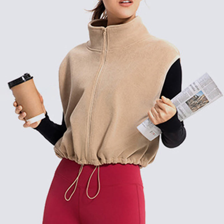 Olivenorma Giacca sportiva con cappuccio e zip intera senza maniche per allenamento e yoga - Perù - L - image 6