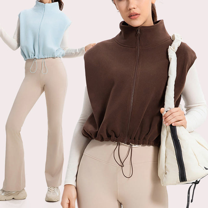 Olivenorma Giacca sportiva con cappuccio e zip intera senza maniche per allenamento e yoga - image 13