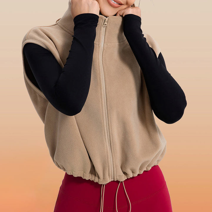 Olivenorma Giacca sportiva con cappuccio e zip intera senza maniche per allenamento e yoga - image 8