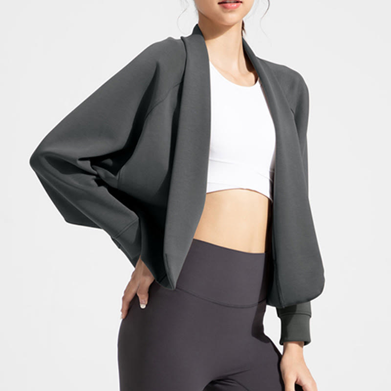 Olivenorma - Cardigan con maniche lunghe e morbida giacca aperta sul davanti, per meditazione e yoga - Grigio - XL - image 8