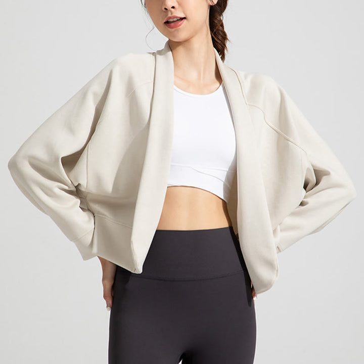 Olivenorma - Cardigan con maniche lunghe e morbida giacca aperta sul davanti, per meditazione e yoga - Bianco - XL - image 4