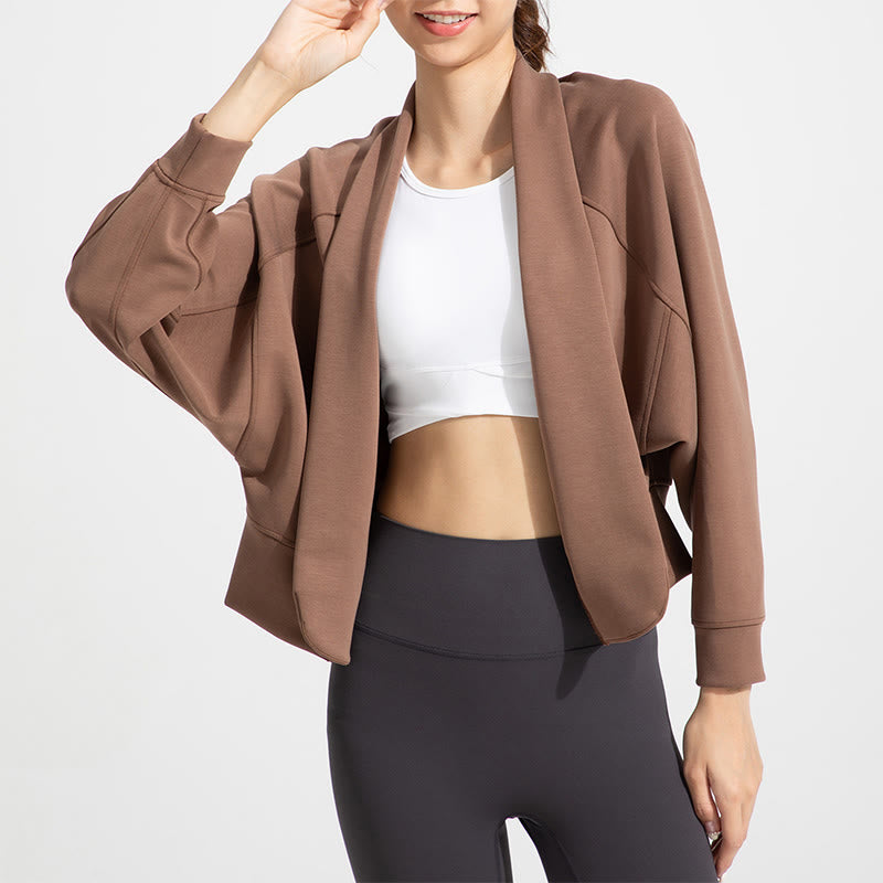Olivenorma - Cardigan con maniche lunghe e morbida giacca aperta sul davanti, per meditazione e yoga - Caffè - XL - image 0