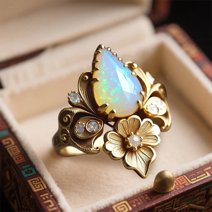 Anello con fiore di opale di fuoco "Lacrime del sole" Olivenorma - image 3