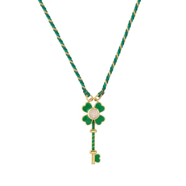 Olivenorma Collana con ciondolo tribale con mano di Hamsa e occhio malvagio, con corda intrecciata e tarocchi - Chiave verde garofano - image 11