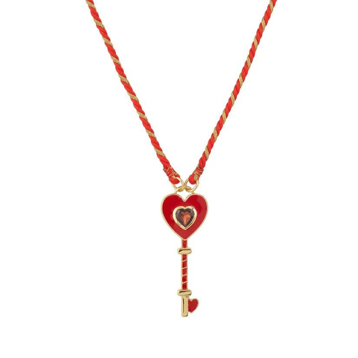 Olivenorma Collana con ciondolo tribale con mano di Hamsa e occhio malvagio, con corda intrecciata e tarocchi - Chiave dal cuore rosso - image 8