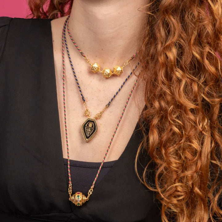 Olivenorma Collana con ciondolo tribale con mano di Hamsa e occhio malvagio, con corda intrecciata e tarocchi - image 2