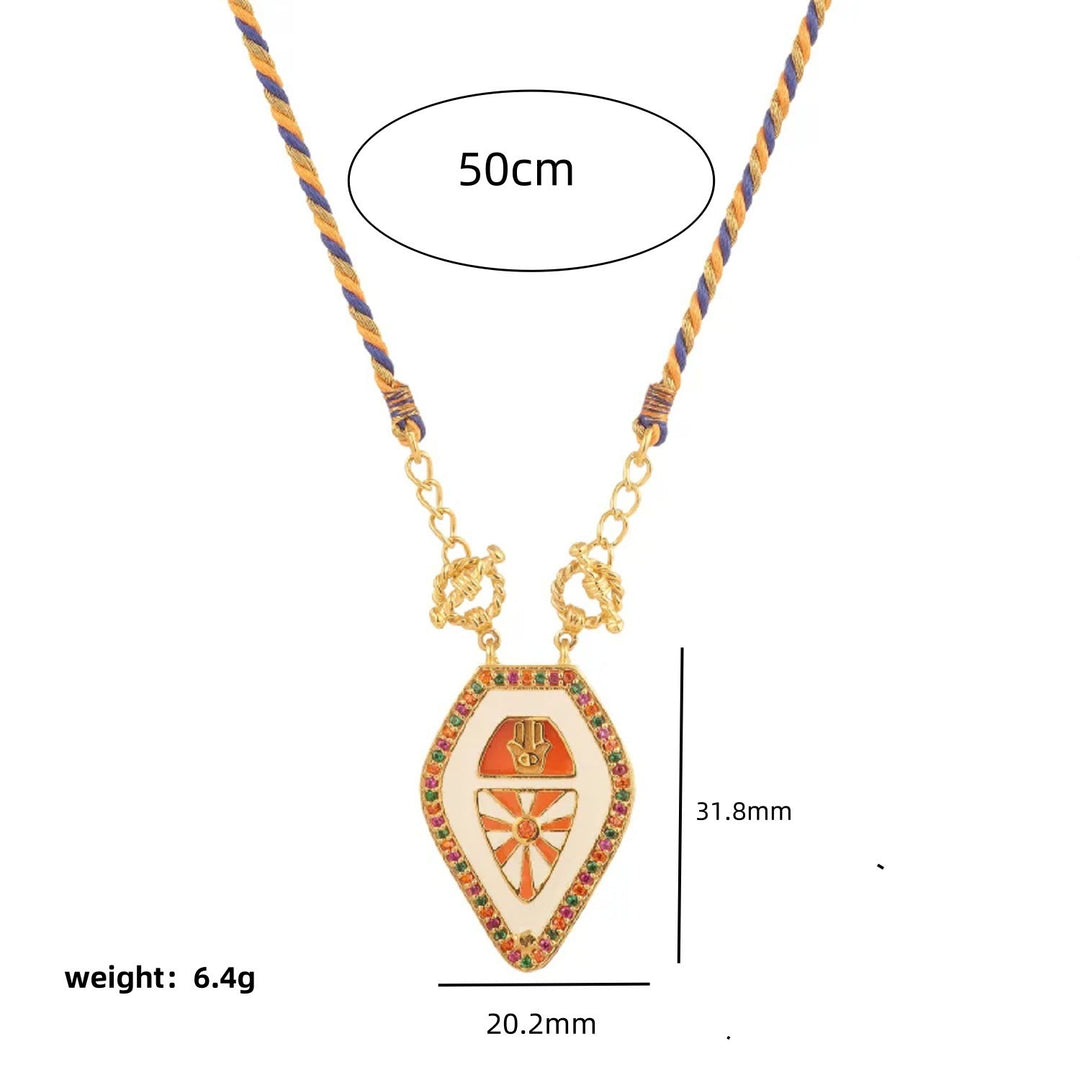 Olivenorma Collana con ciondolo tribale con mano di Hamsa e occhio malvagio, con corda intrecciata e tarocchi - image 7