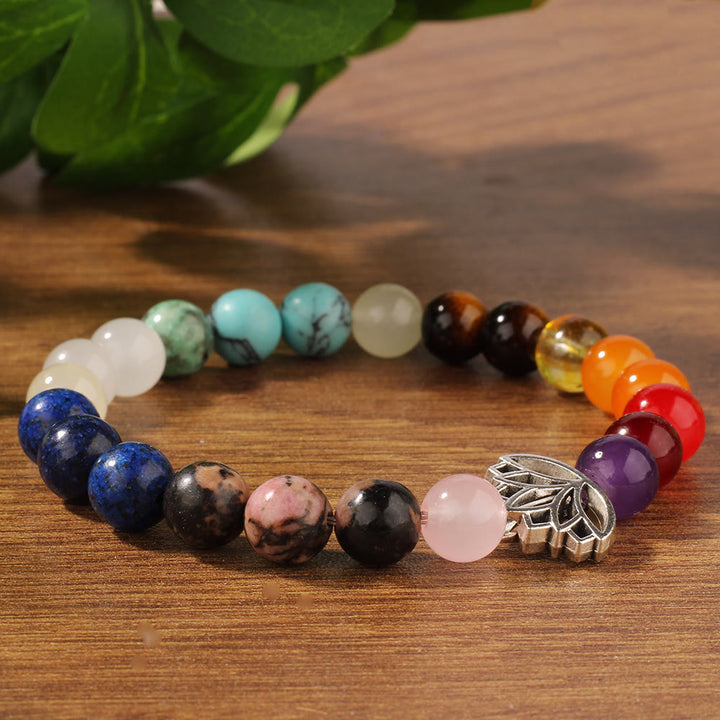 Bracciale con pietre preziose curative per la meditazione del loto Olivenorma 7 Chakra - image 3