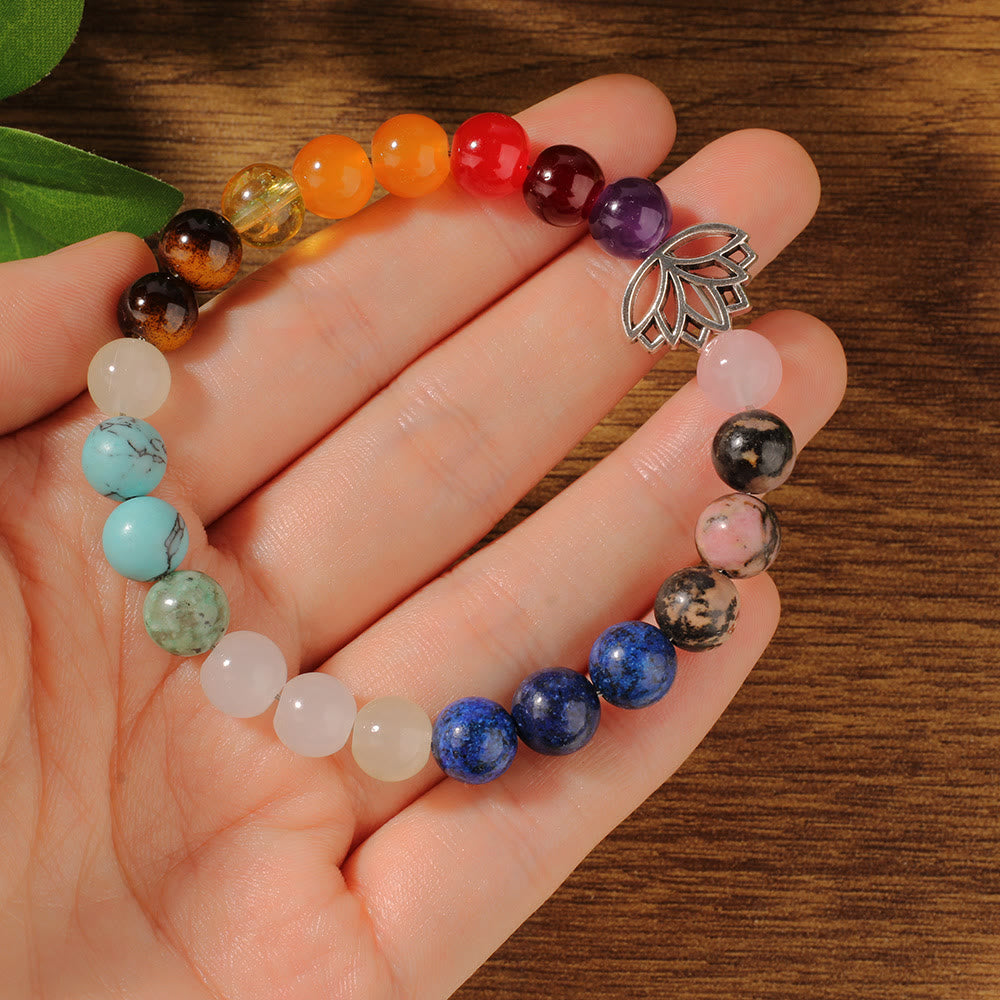 Bracciale con pietre preziose curative per la meditazione del loto Olivenorma 7 Chakra - image 2