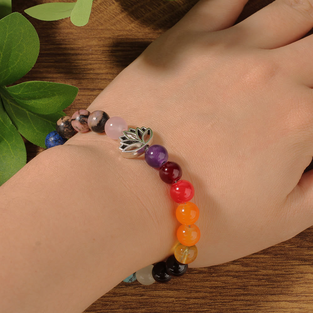 Bracciale con pietre preziose curative per la meditazione del loto Olivenorma 7 Chakra - image 1