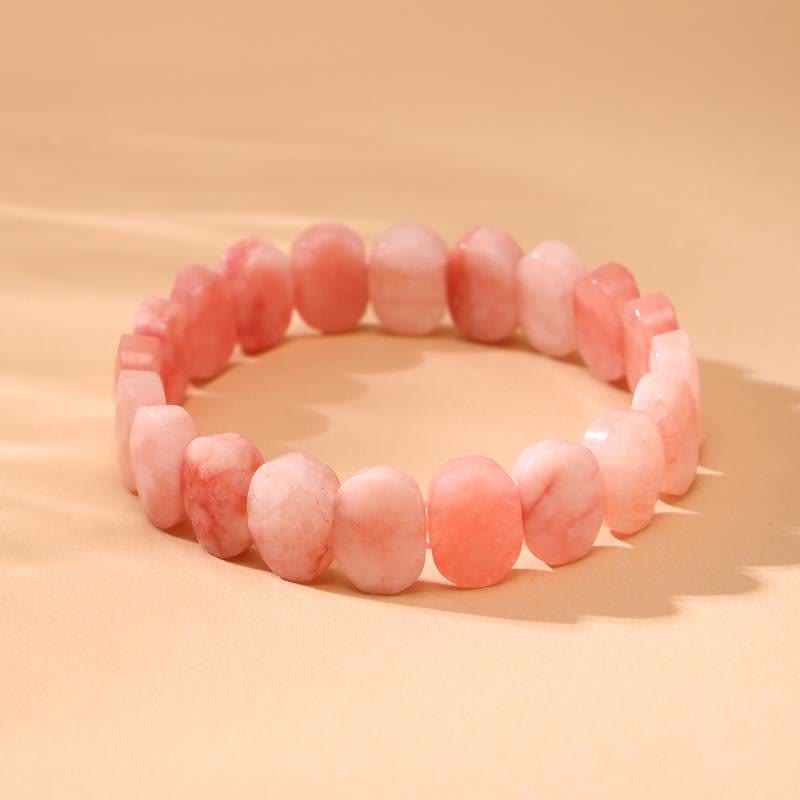 Bracciale elastico con perline ovali sfaccettate da 14 mm in pietra preziosa naturale Olivenorma - Rodocrosite - image 1
