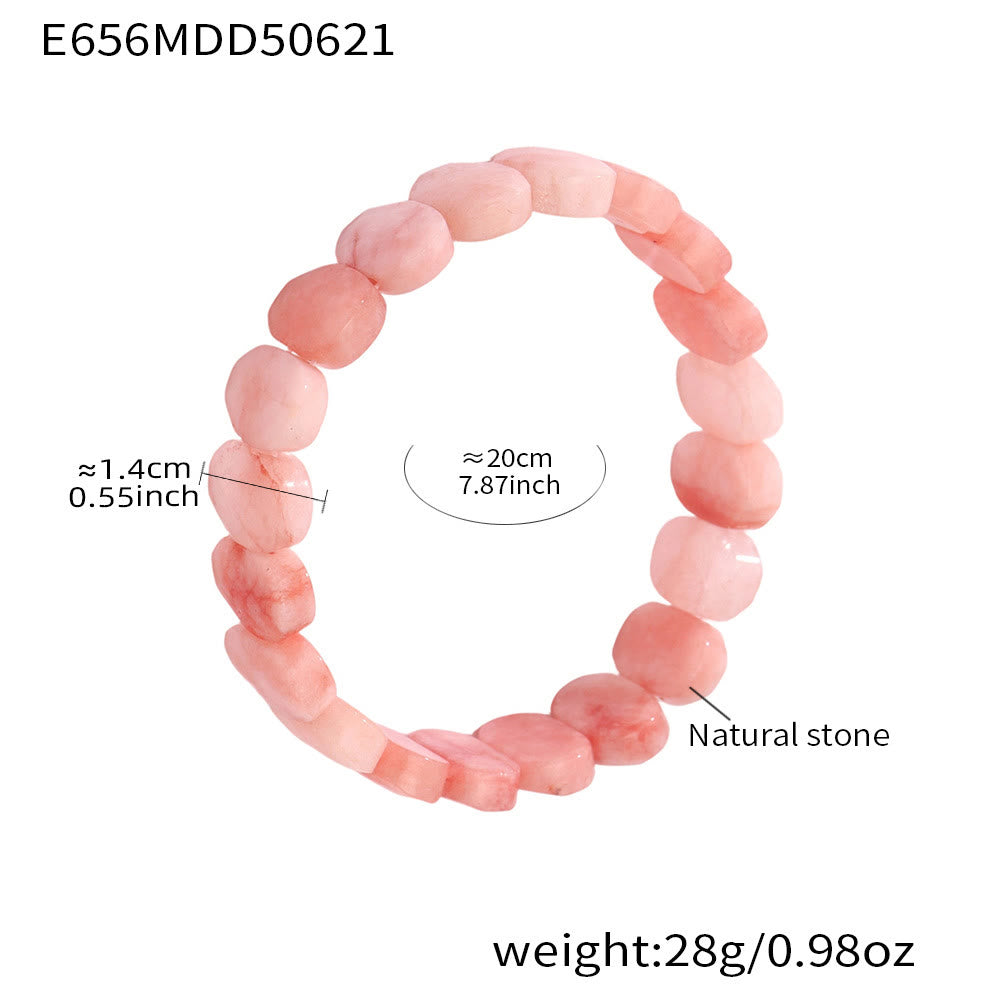 Bracciale elastico con perline ovali sfaccettate da 14 mm in pietra preziosa naturale Olivenorma - image 2