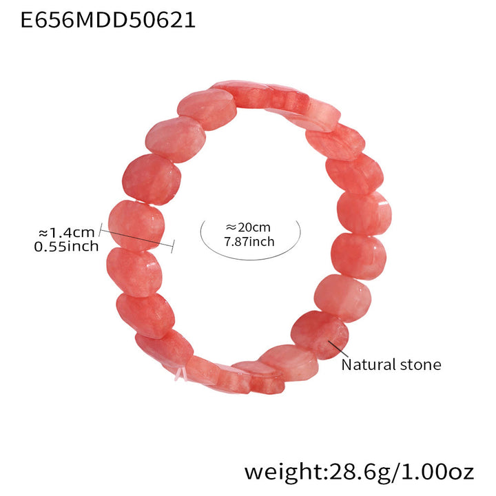 Bracciale elastico con perline ovali sfaccettate da 14 mm in pietra preziosa naturale Olivenorma - Quarzo rosso da fusione - image 16