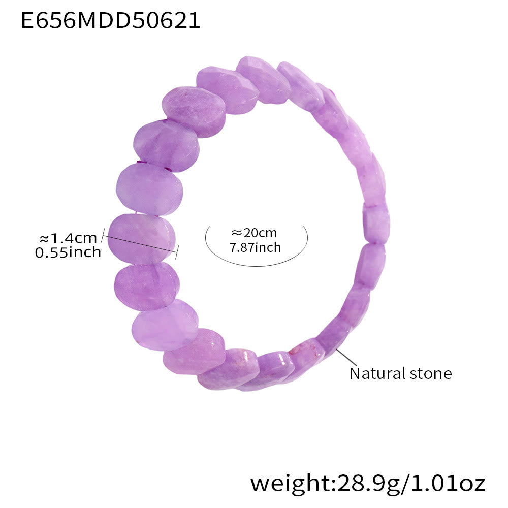 Bracciale elastico con perline ovali sfaccettate da 14 mm in pietra preziosa naturale Olivenorma - Lepidolite - image 9
