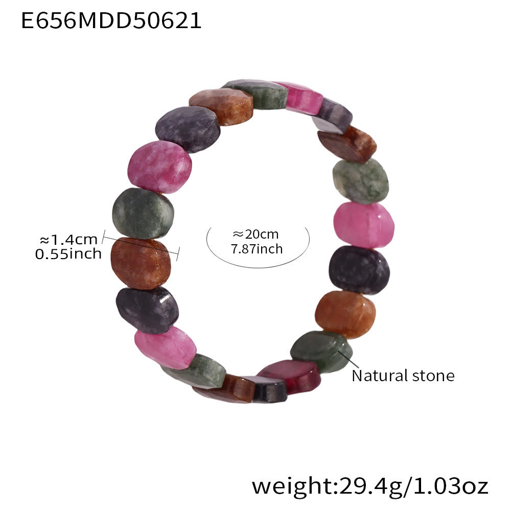 Bracciale elastico con perline ovali sfaccettate da 14 mm in pietra preziosa naturale Olivenorma - Tormalina di colore scuro - image 12