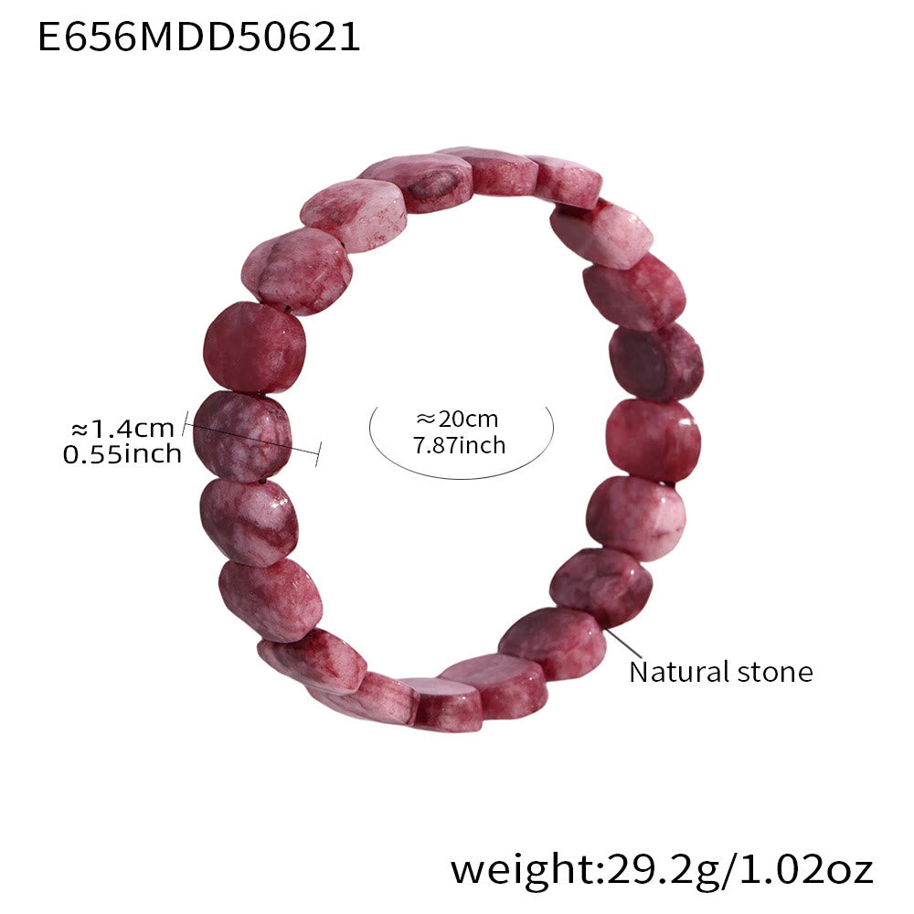 Bracciale elastico con perline ovali sfaccettate da 14 mm in pietra preziosa naturale Olivenorma - Quarzo rosso - image 18