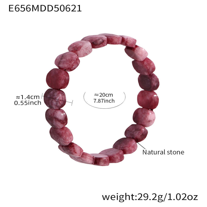 Bracciale elastico con perline ovali sfaccettate da 14 mm in pietra preziosa naturale Olivenorma - Quarzo rosso - image 18