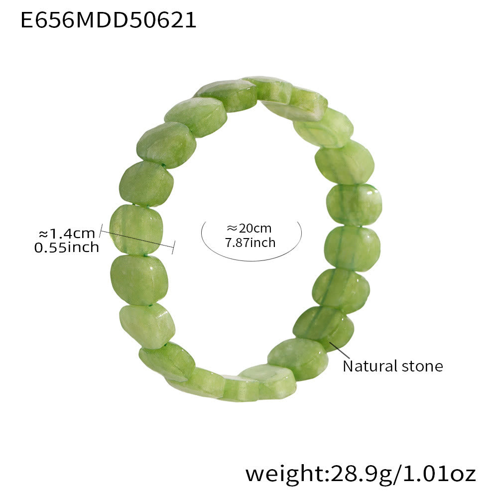 Bracciale elastico con perline ovali sfaccettate da 14 mm in pietra preziosa naturale Olivenorma - Peridoto - image 7