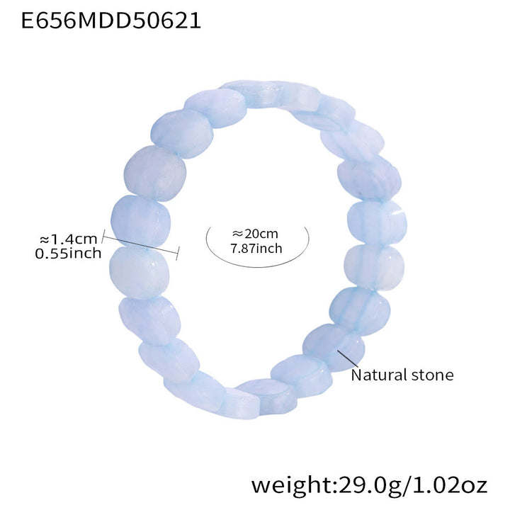 Bracciale elastico con perline ovali sfaccettate da 14 mm in pietra preziosa naturale Olivenorma - Acquamarina - image 14