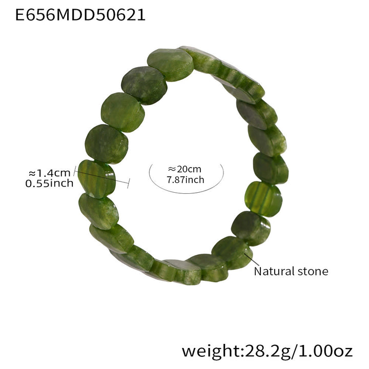 Bracciale elastico con perline ovali sfaccettate da 14 mm in pietra preziosa naturale Olivenorma - image 5