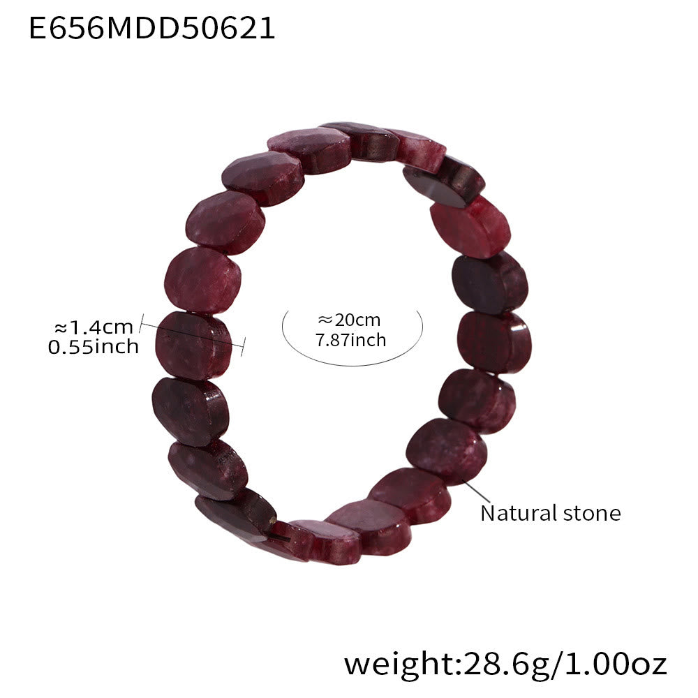 Bracciale elastico con perline ovali sfaccettate da 14 mm in pietra preziosa naturale Olivenorma - Granato - image 20