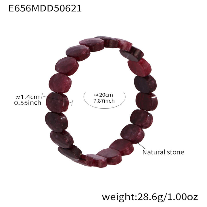 Bracciale elastico con perline ovali sfaccettate da 14 mm in pietra preziosa naturale Olivenorma - Granato - image 20