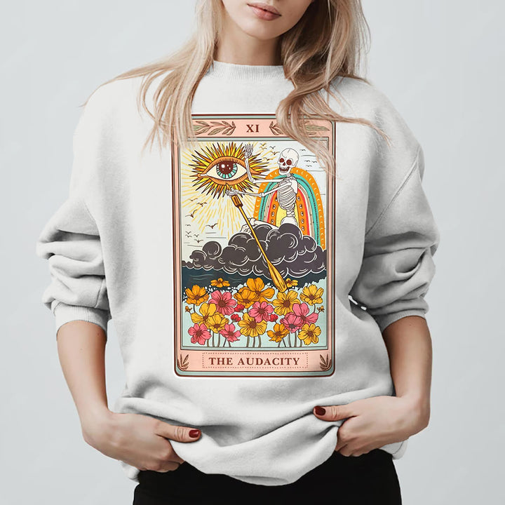 Olivenorma Felpa girocollo unisex con teschio e tarocchi THE AUDACITY - Bianco - 2XL - image 0