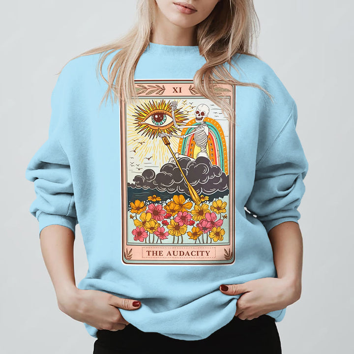Olivenorma Felpa girocollo unisex con teschio e tarocchi THE AUDACITY - Blu - 2XL - image 15