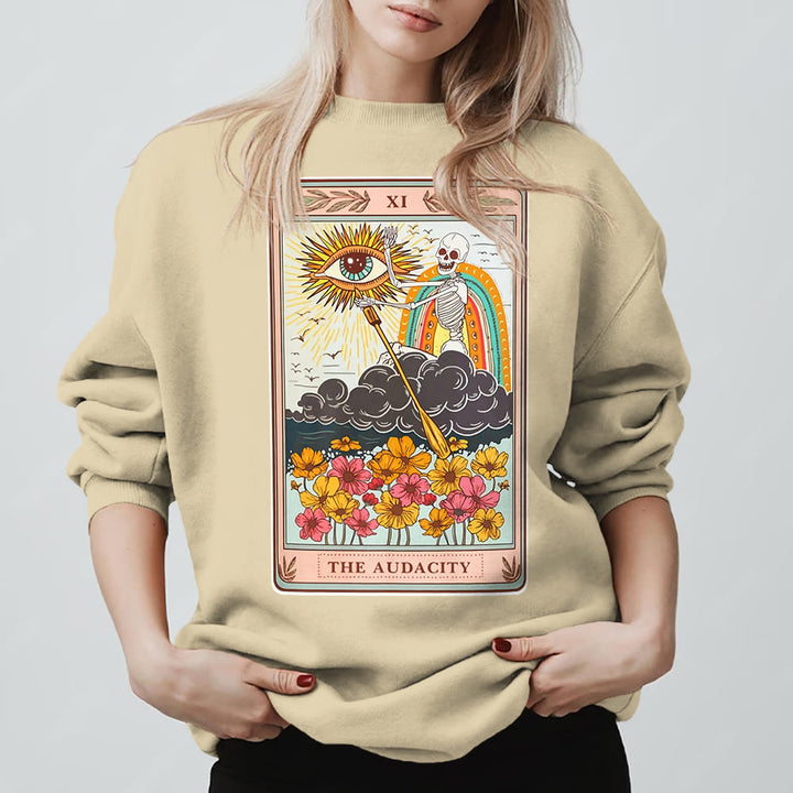 Olivenorma Felpa girocollo unisex con teschio e tarocchi THE AUDACITY - Giallo chiaro - 2XL - image 9