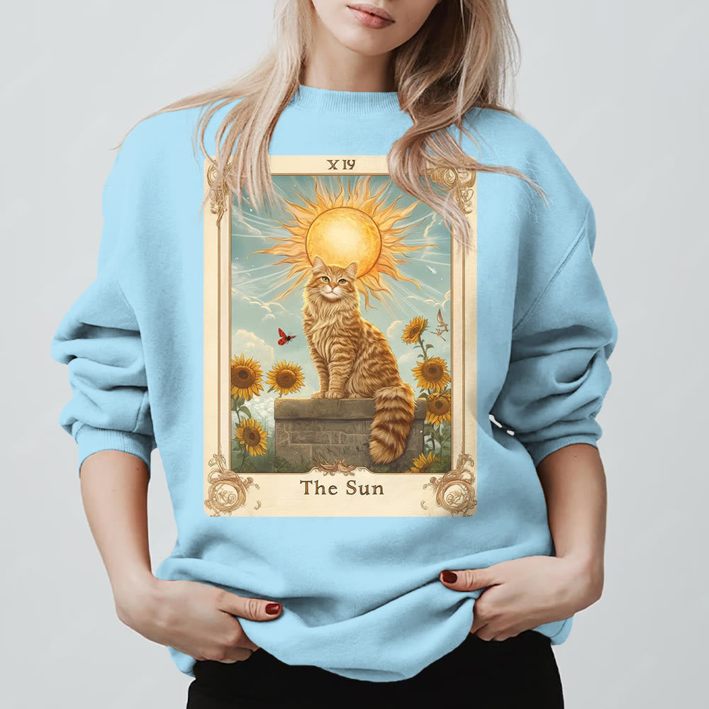 Olivenorma THE SUN Tarocchi Carta Gatto Re Girasoli Felpa in pile - Blu - 2XL - image 15