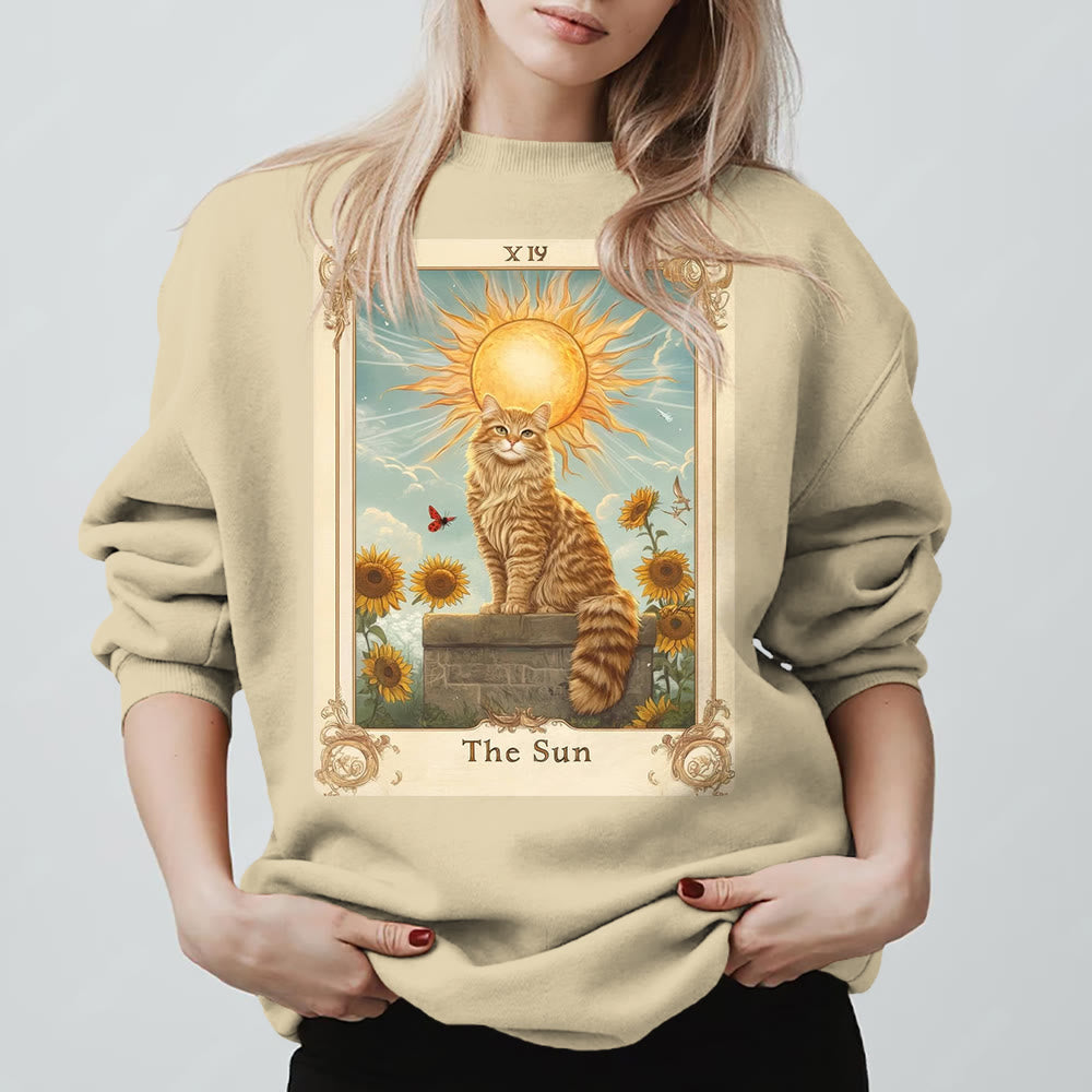 Olivenorma THE SUN Tarocchi Carta Gatto Re Girasoli Felpa in pile - Giallo chiaro - 2XL - image 9