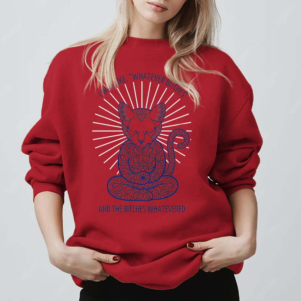 Olivenorma WHATEVER BIT*HES Meditazione Spirituale Felpa girocollo a maniche lunghe - Rosso - 2XL - image 11