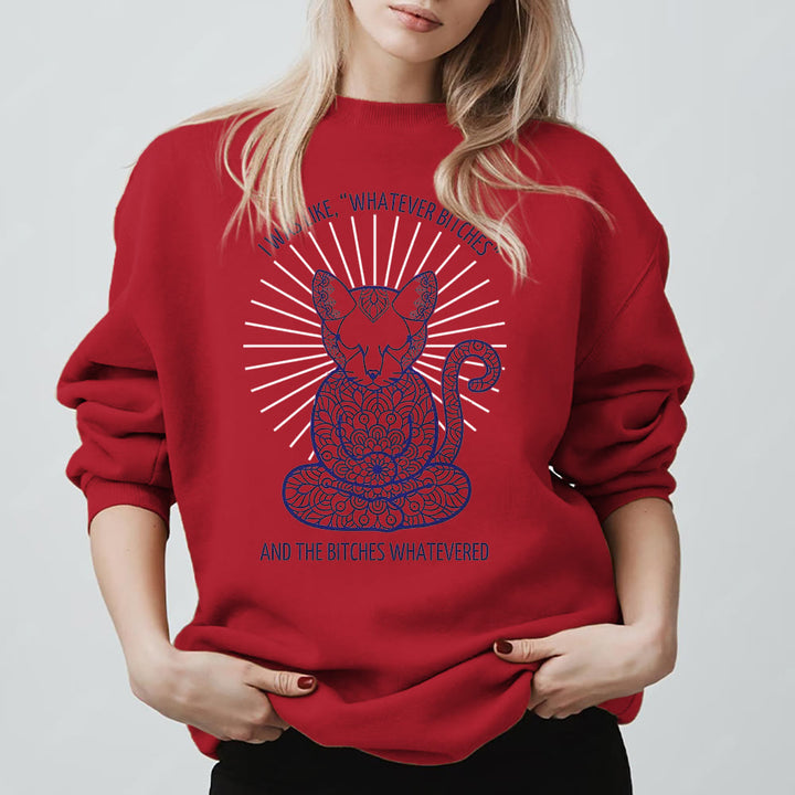 Olivenorma WHATEVER BIT*HES Meditazione Spirituale Felpa girocollo a maniche lunghe - Rosso - 2XL - image 11