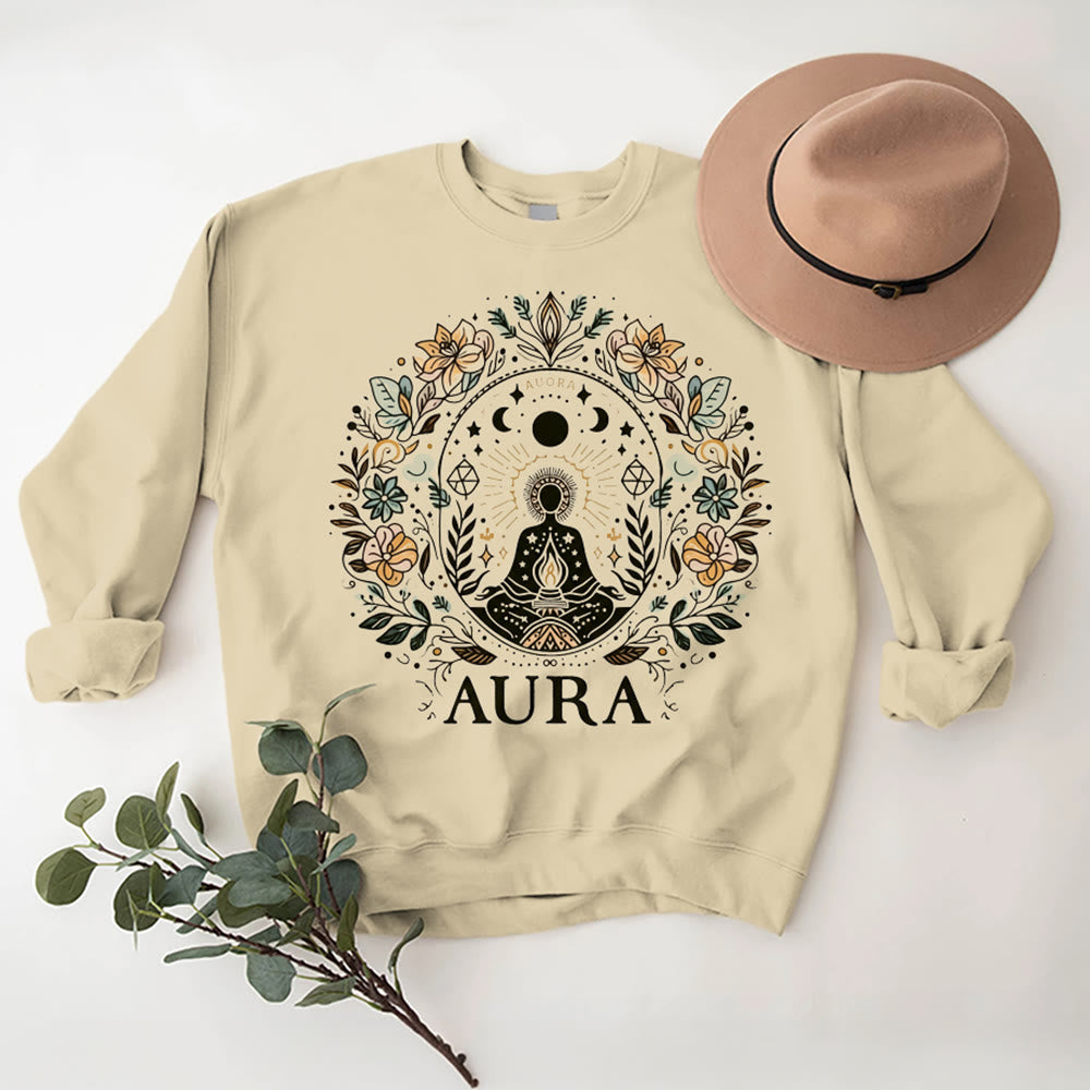 Felpa con cappuccio e scollo rotondo in pile a maniche lunghe Olivenorma AURA Meditation - image 6