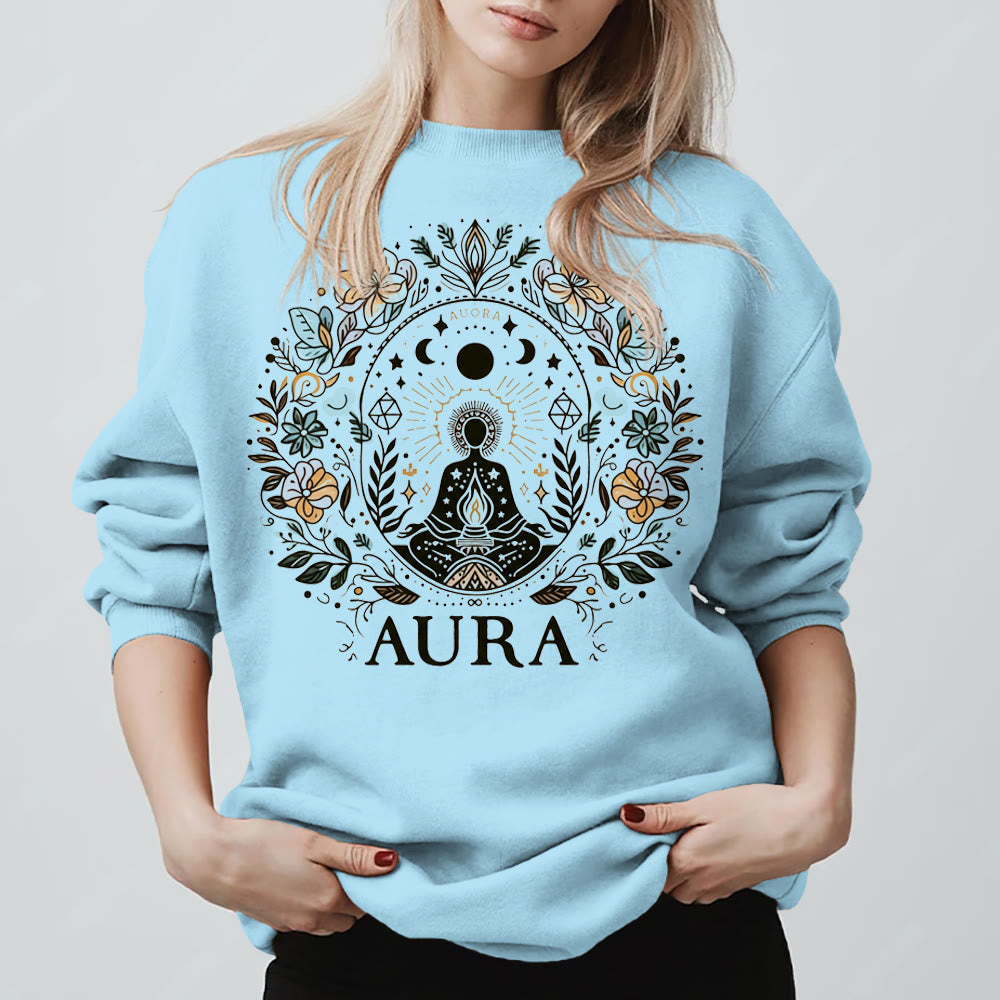 Felpa con cappuccio e scollo rotondo in pile a maniche lunghe Olivenorma AURA Meditation - Blu - 2XL - image 7